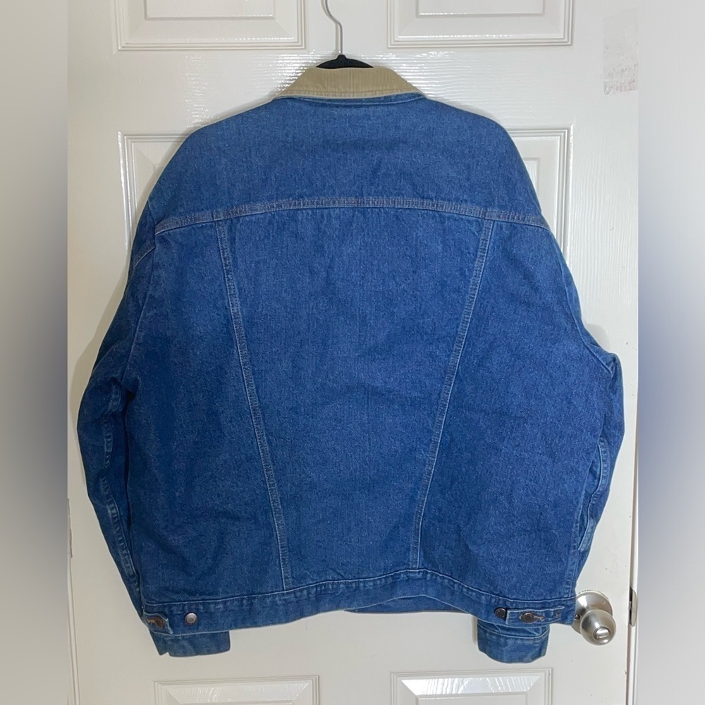 Vtg Wrangler Western Denim Jacket Sz 46L Blanket Lined Corduroy Collar 74260PW - Picture 8 of 11